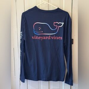 S Vineyard Vines Ombré Long Sleeve Whale Tee